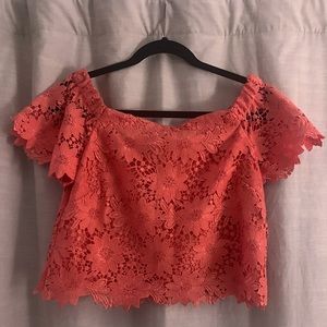 Coral off the shoulder top from WHBM. Size 4.